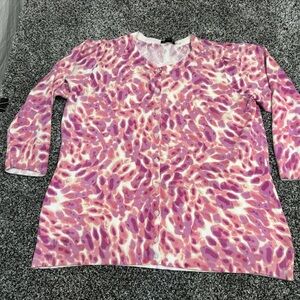 East 5th Pink and White Cardigan sweater womans size xl